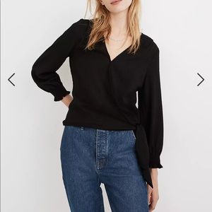 Madewell Smocked-sleeve wrap top